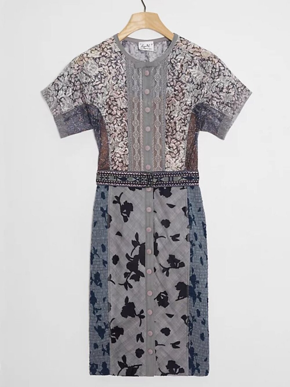 Beguile By Byron Lars Belleza Sheath Dress Patchwork Floral Gray Dress Petite 4